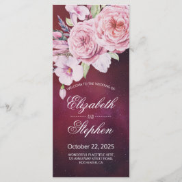 Programa Boho Floral Feathers Burgundy Red