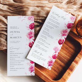 Programa Boho Magenta Boda Elegante Floral Caliente Rosa