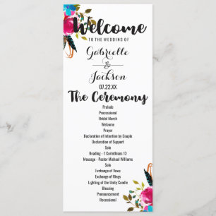 Programa Boho Moda Floral Watercolor Wedding
