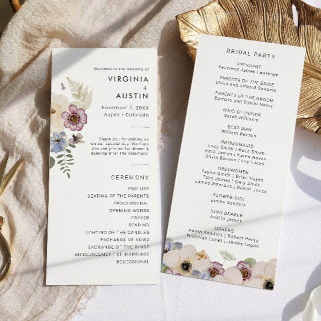 Programa Boho Modern Boda (Boho Modern Floral Wedding Program by Painted Paperie
)