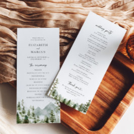 Programa Boho Mountain Pine Tree Elegant Wedding