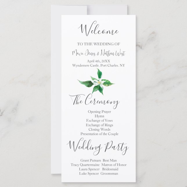 Programa Boho Naranja Blossom Wedding (Anverso)