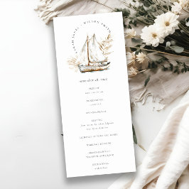 Programa Boho Palm Sailboat Seascape Wedding