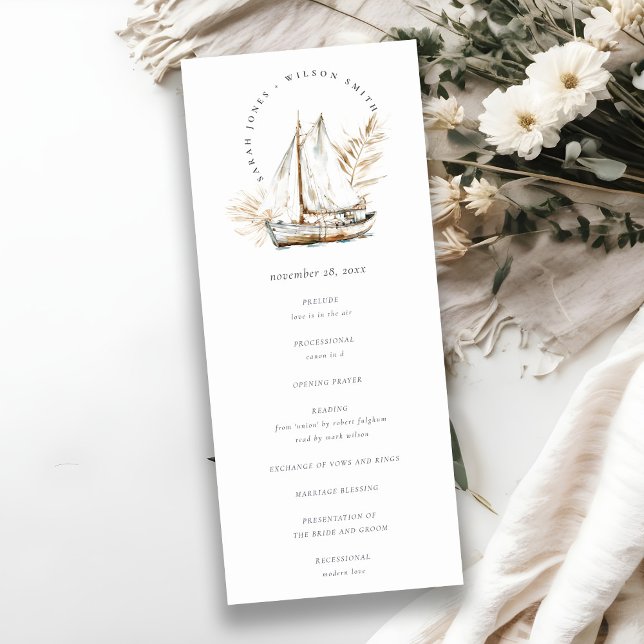 Programa Boho Palm Sailboat Seascape Wedding (Subido por el creador)