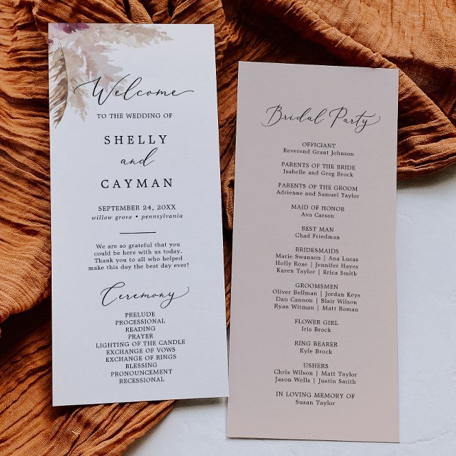 Programa Boho Pampas de Boda de Grass Wedding (Subido por el creador)