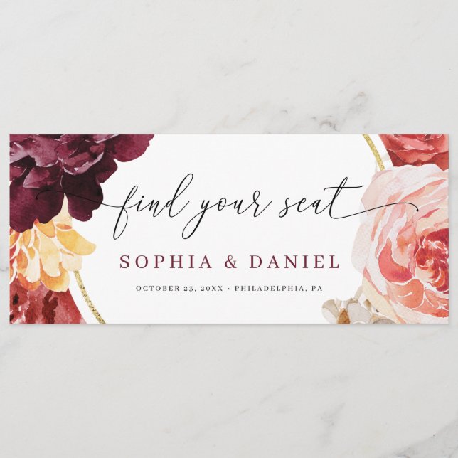 Programa Boho Pampas Grass Boda Encuentra tu Asiento (Anverso)