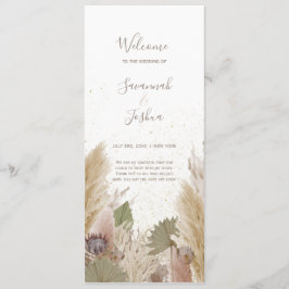 PROGRAMA BOHO PAMPAS GRASS WATERCOLOR WEDDING