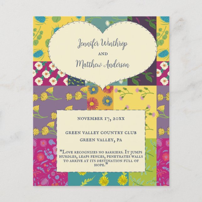 Programa Boho Patchwork Quilt Maximalist Wedding (Anverso)