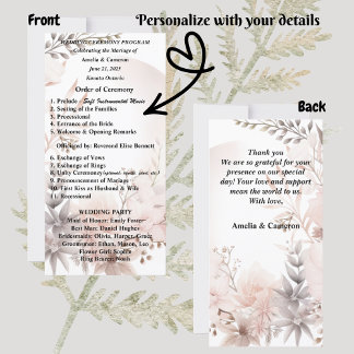 Programa Boho Rubor Dried Floral Wedding