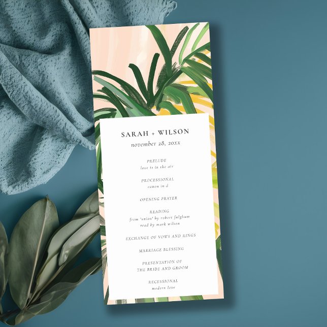 Programa Boho Rubor Green Tropical Palm Wedding (Subido por el creador)