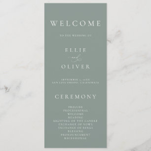 Programa Boho Sage Green Elegante Boda Minimalista