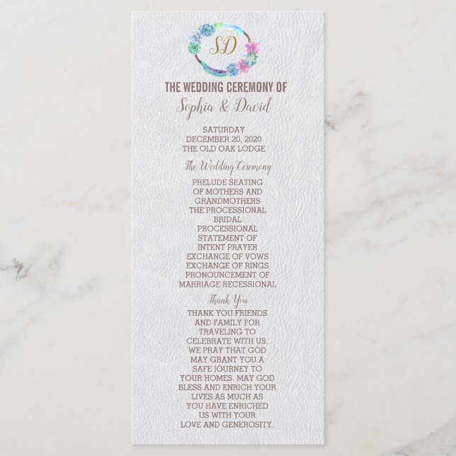 Programa Boho Suculent Cactus Wreath Wedding (Anverso)