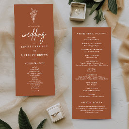 Programa Boho Terracotta Burnt Naranja Wedding