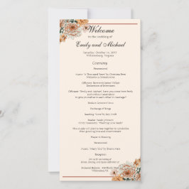 Programa Boho Terracotta Lush Fall Floral Wedding