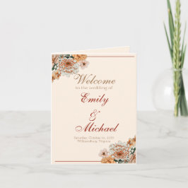 Programa Boho Terracotta Lush Fall Floral Wedding