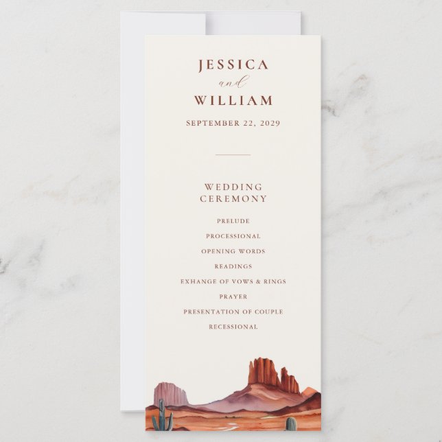 Programa Boho Watercolor Desert Wedding (Anverso)