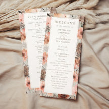 Programa Boho Wedding de la acuarela de otoño