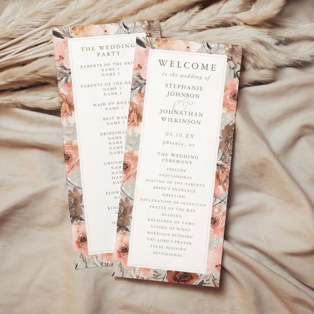 Programa Boho Wedding de la acuarela de otoño (Autumn Watercolor Boho Wedding Program)