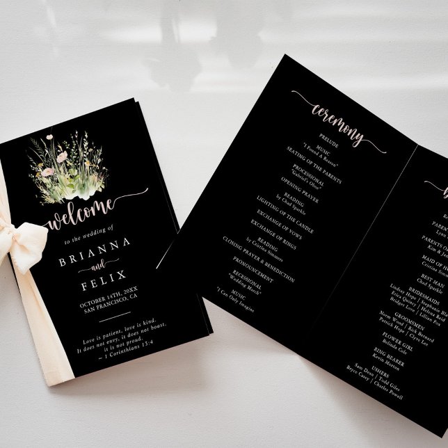 Programa Boho Wildflower Black Doble Wedding (Subido por el creador)
