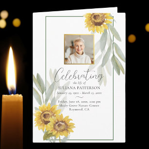 Programa Bonitos girasoles Foto Orden del funeral de servic