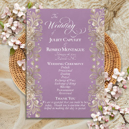 Programa Borde de rosa en lavanda - Boda