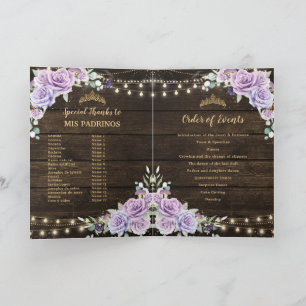 Programa Bosque Purple Lilac Floral Encantado Quinceañera