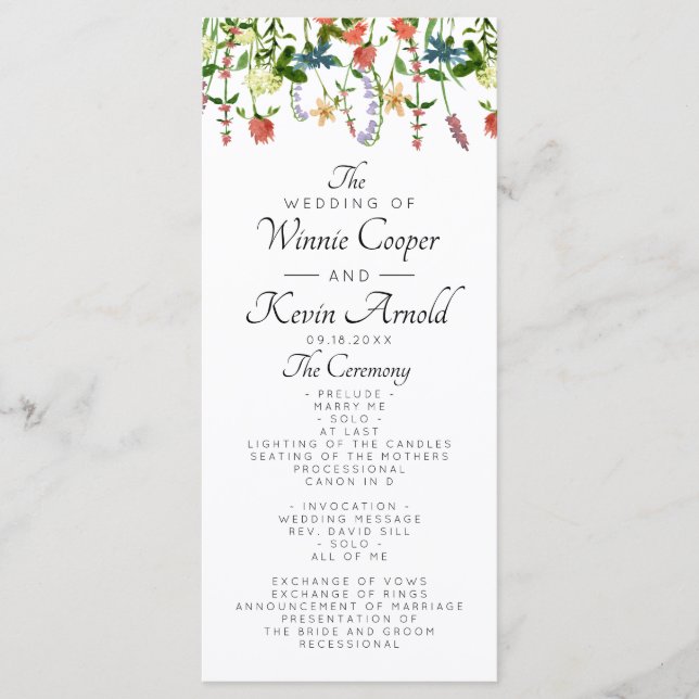 Programa Botánico de Boda Floral (Anverso)