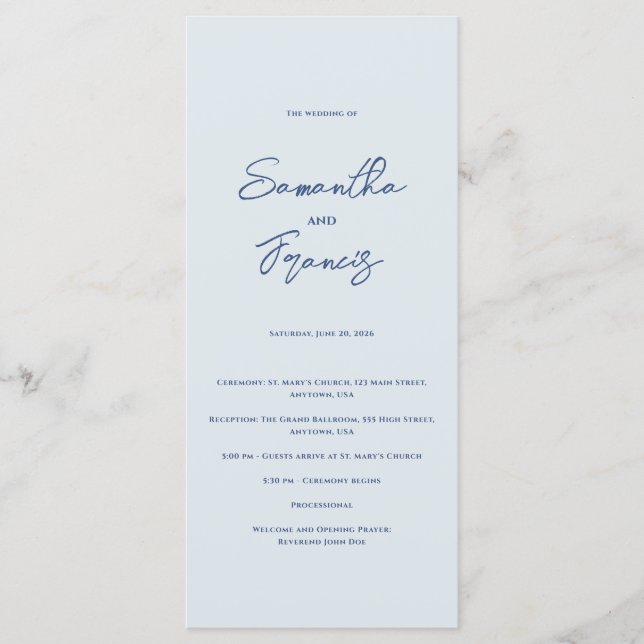 Programa Bradford Modern Boda (Anverso)