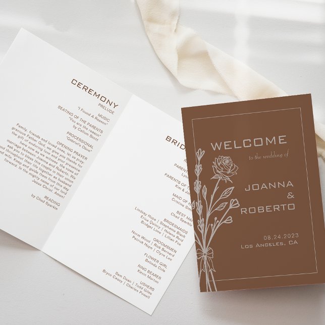 Programa Brown Formal Rosa Floral Triple Wedding (Subido por el creador)