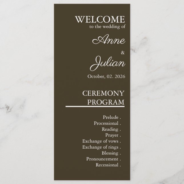 Programa Brown Modern Minimalist Bridal Program QR Code (Anverso)