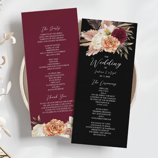 Programa Burgundy Black Floral Boda (Subido por el creador)