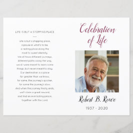 Programa Burgundy Floral Photo Celebration of Life