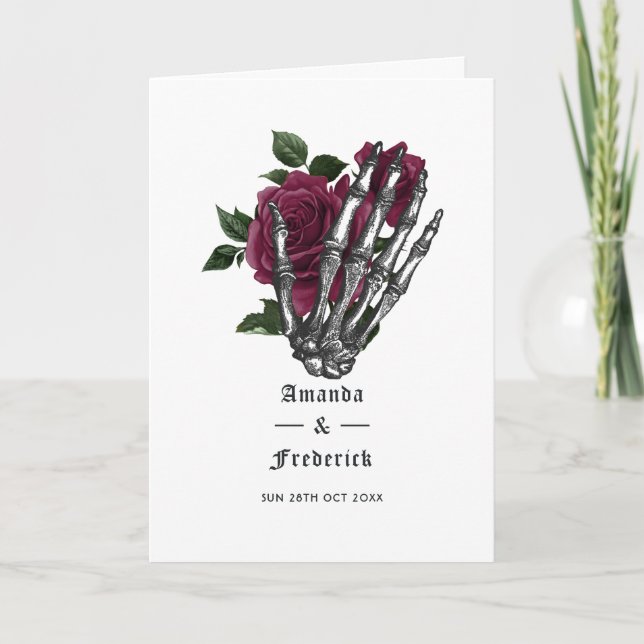 Programa Burgundy Floral Skeleton Boda gótico (Anverso)