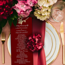 Burgundy Gold Floral Event Program Maroon Red