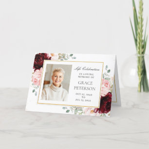 Programa Burgundy Rubor Floral Greeneration Photos Funeral