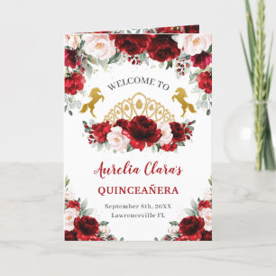 Programa Caballo Floral Rojo Quinceañera Orden de eventos