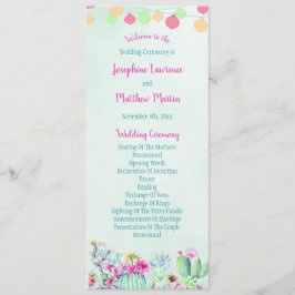 Programa Cactus Lantern Fiesta Succulents Wedding Program