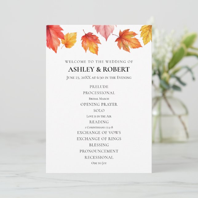 Programa Caída del otoño deja la ceremonia de boda de otoño (Anverso de pie)