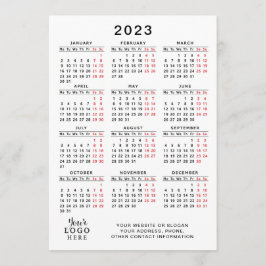 Programa Calendario 2023 Año completo Blanco Negro Rojo Mín