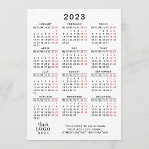 Programa Calendario 2023 Año completo Blanco Negro Rojo Mín