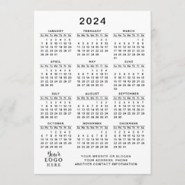 Programa Calendario 2024 Año completo Blanco Negro Mínimo