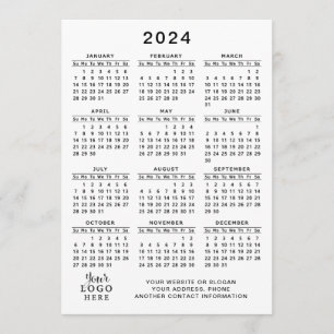 Programa Calendario 2024 Año completo Blanco Negro Mínimo