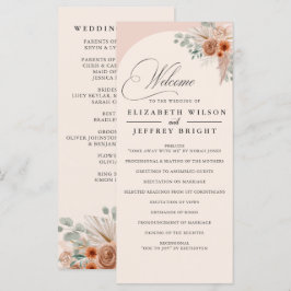 Programa Caligrafía rusa Boho Terracotta Pampas Boda