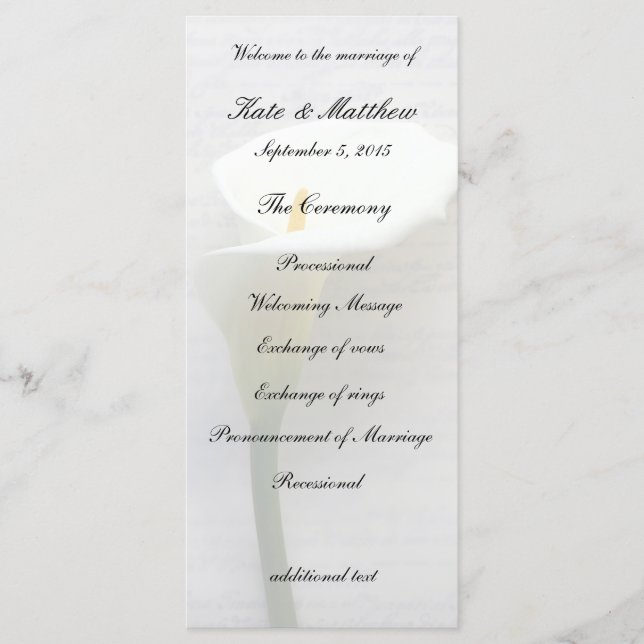 Programa Calla lily escribe a mano antigua (Anverso)