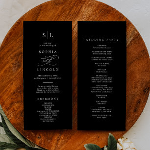 Programa Calligrafía romántica Boda de monograma negro os