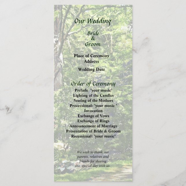 Programa Camino en Boda Park (Anverso)