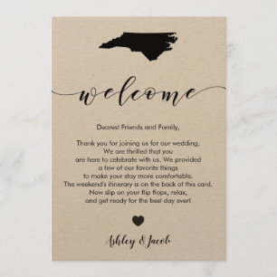 Programa Carta de bienvenida al Boda de Carolina del Norte