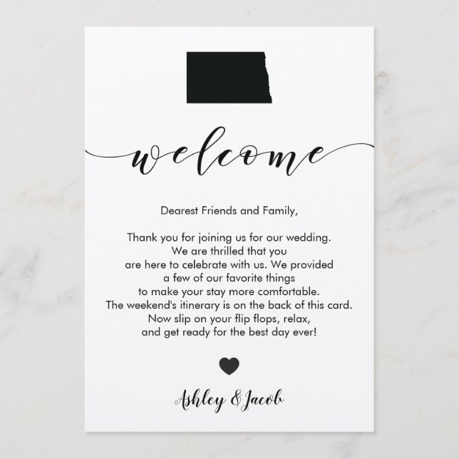 Programa Carta de bienvenida al Boda de Dakota del Norte e  (Anverso)