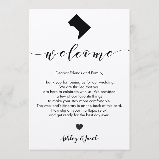Programa Carta de bienvenida al Boda de Washington DC e Iti (Anverso)