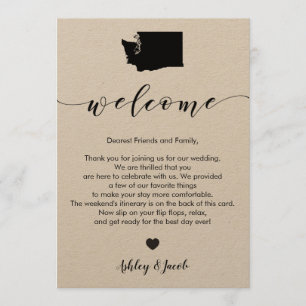 Programa Carta de bienvenida al Boda de Washington y tarjet